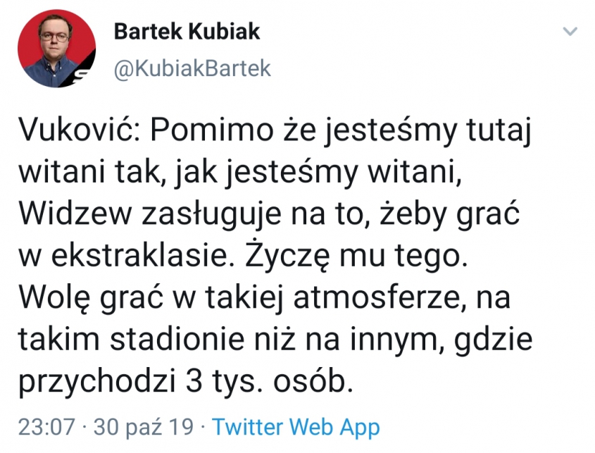 PIĘKNE słowa Vukovicia na temat Widzewa Łódź